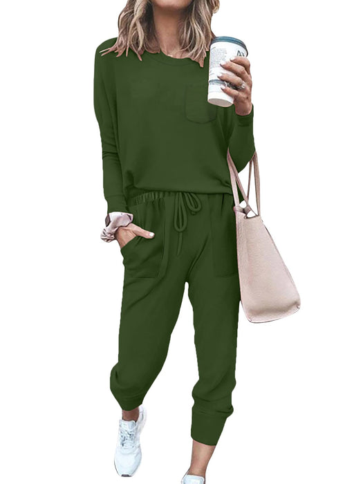 Bofell Christmas Outfits for Women 2023 Fashion Loungewear Green Sweatsuits Sets M