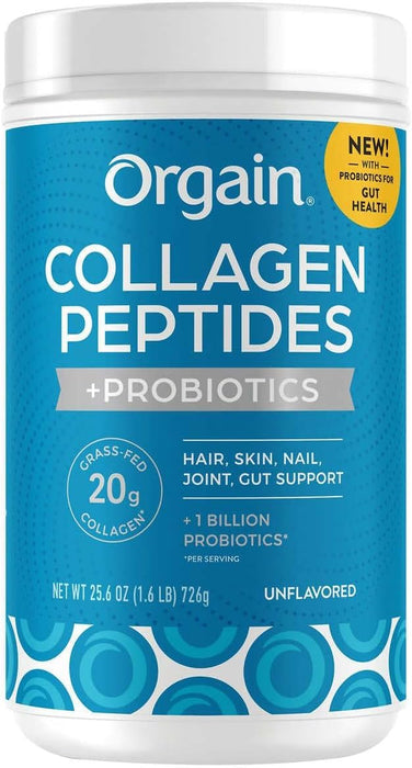 Or-gain Collagen Peptides + Probiotics, Unflavored, 1.6 lbs |34 Servings | 20g Grass-Fed Collagen Peptides