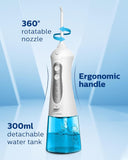 Cordless Water Flosser for Teeth Professional Water Teeth Cleaner Picks Dental Oral Irrigator with 3 Modes & 4 Jet Tips for Braces Gums, IPX7 Waterproof, 300ml Detachable Tank for Home Travel Blue