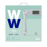 Weight Watchers Scales by Conair Bathroom Scale for Body Weight, Digital Scale, Glass Body Scale Measures Weight Up to 400 Lbs. in Silver Frame