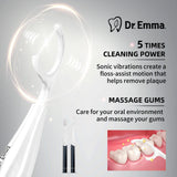 Dr. Emma Electric Vibration Flosser with Replaceable Floss Picks and Toothbrush, Power Flosser for Adults, Dental Flosser Kit for Teeth Cleaning, Water Flosser Alternative, Midnight