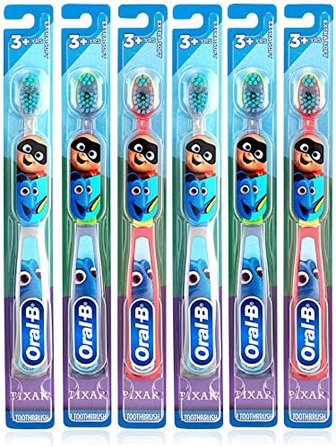 Oral-B Battery Powered Kids Manual Toothbrush, Finding Dory Characters, for Children and Toddlers 3+, Extra Soft Bristles - Pack of 6 (Characters and Colors Vary)