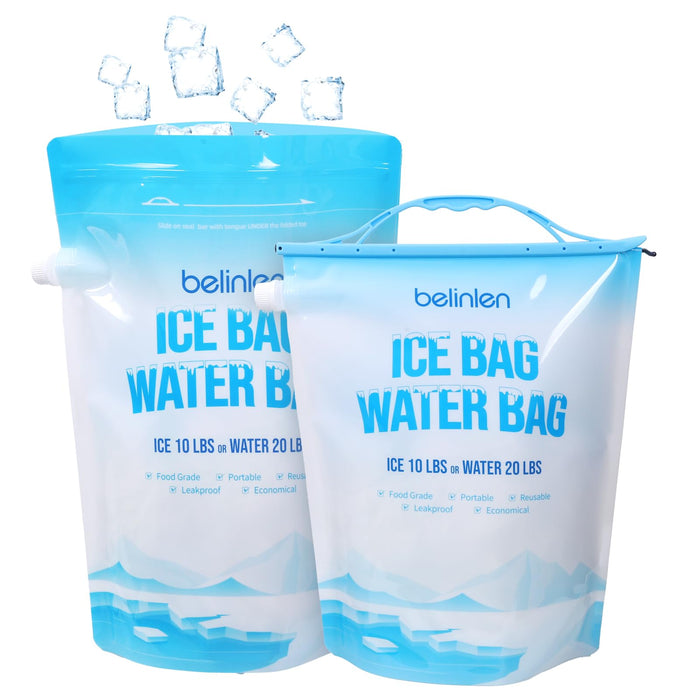 Belinlen 6 Pack Reusable Ice Bags for Cooler 10lb Cooler Ice Cube Bag with Sealed Sliding Handle, ice Lock Watertight ice Bag Large Leakproof Ice Bag for Camping, Hiking, and Drinks(13.8 x 19.7)