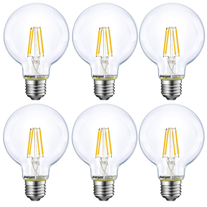 Dimmable LED Edison Light Bulb, G25 (G80) Globe Bulb, 60W Equivalent, 5000K Daylight, Christmas Light, E26 Standard Base, UL Listed, 6-Pack