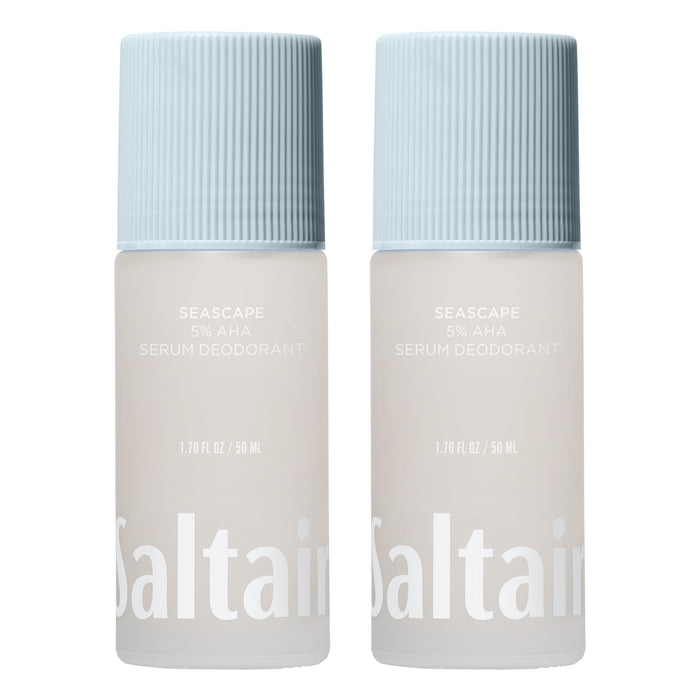 Saltair Serum Deodorant 2 Pack – 5% AHA – Aluminum-Free Odor Control for Women & Men – Mandelic Acid Deodorant with Lactic Acid – Seascape Scent – 2x 1.7oz Travel Roll On