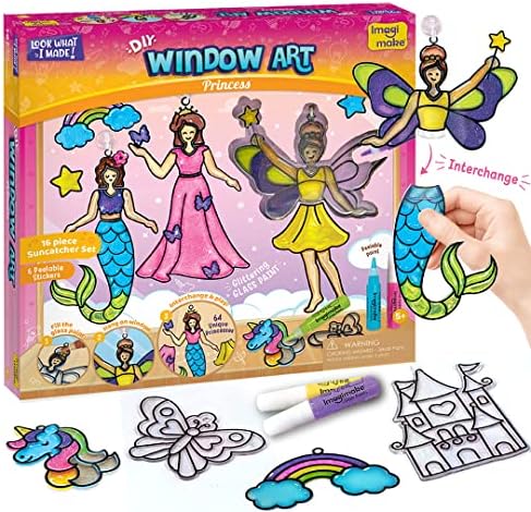 Imagimake Window Art Princess | Suncatcher Kit | Arts and Crafts for Kids Ages 8-12 | Girls Toys Age 6-8 | Unicorn Gifts for Girls Age 6-8 | 5 Year Old Girl Gift
