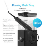 AquaSonic Aqua Flosser PRO | Professional Water Flosser with Large Capacity Reservoir | Oral Irrigator w/ 2 Modes, 10 levels of Water Pressure, 4 Included Tips | Sleek & Compact | Dentist Recommended