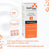 Nail Tek Treatments Intensive Therapy 2 | Nail Strengthener for Soft and Peeling Nails | Professional Refill | 4 Fl. Oz.