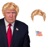 GenmeiFBH Funny Celebrity Wig Presidential Candidate Political Donald Trump Wig Costume Wig Set,President Wig,Billionaire Wig,Mens Blonde Wig,Including A Flag Pin,Perfect for Halloween