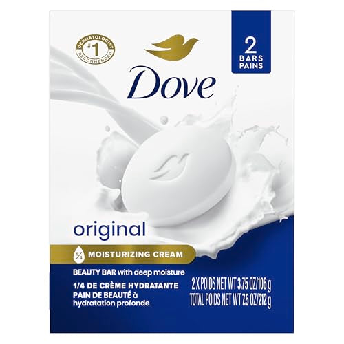 Dove Beauty Bar Soap Original, 2 Bars Pack of 12 for Soft, Smooth Skin, with 1/4 Moisturizing Cream 3.75 oz