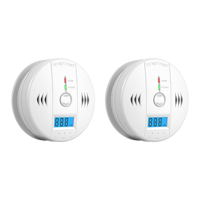 2 Packs Carbon Monoxide Detectors,CO Detector Battery Powered,Carbon Monoxide Alarm with Sensitive CO Sensor,LCD Display and Sound Warning,Complies with UL 2034 Standards