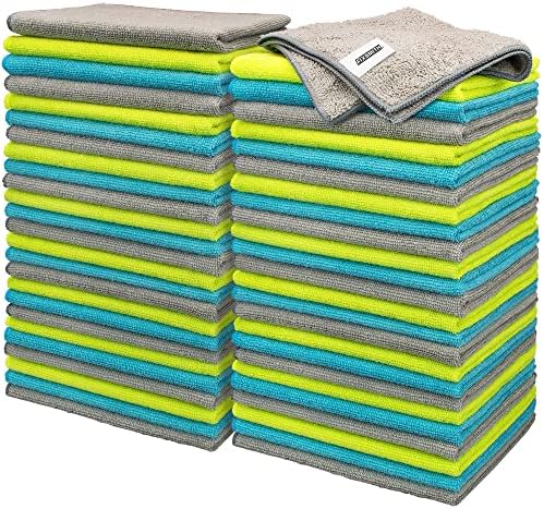 FIXSMITH Microfiber Cleaning Cloth - Pack of 50, Microfiber Towels for Cars 16 x 12 in, Highly Absorbent Cleaning Rags, Lint-Free, Streak-Free Cleaning Cloths for Car Kitchen Home Office