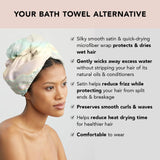 Kitsch Satin Wrapped Microfiber Hair Towel Wrap for Women - Quick Dry Towel | Microfiber Towel for Hair | Hair Drying Towel Wrap for Long Hair | Hair Towels for Women | Hair Turban Towel (Aura)