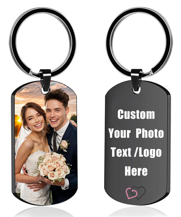 XINYIMAI Custom Keychain, Personalized Keychain with Photo Text, Customized Double-sided Photo Keychain Gift for Boyfriend Family