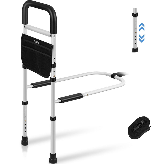 Bed Rails for Elderly Adults Safety, Adjustable Bed Assist Rails for Seniors, Bed Side Rails with Support Legs and Storage Pocket, Portable Bed Cane Fit King, Queen, Full, Twin Bed, Black