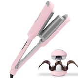 Waver Curling Iron Hair Crimper - TYMO ROVY Beach Waves Curling Wand, Ionic Deep Waver Hair Curler Tool with Ceramic 3 Barrel for Women, Dual Voltage, Anti-Scald, Easy to Use, 1.25 Inch, Pink