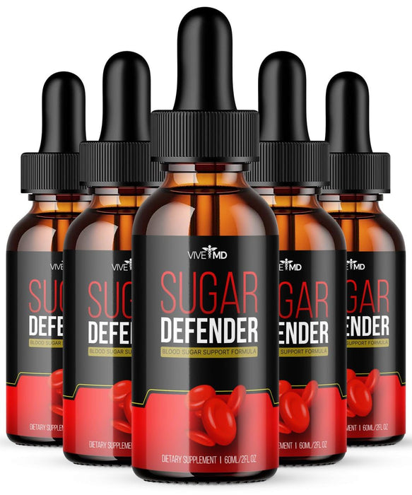 Vive MD Sugar Defender Drops - Official Formula Sugar Defender 24, Sugar Defender Liquid, Maximum Strength Sugar Defender Supplement with Hawthorn Berry Organic, Sugar Defender Reviews (5 Pack)