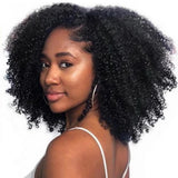 Mongolian Afro Kinky Curly Bundles Human Hair 12 Inch 4B 4C Afro Kinky Bulk Human Hair Bundles Unprocessed Virgin Hair Curly Weave Hair Bundles for Women Natural Black