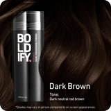 BOLDIFY Hair Fibers (28g) Fill In Fine and Thinning Hair for an Instantly Thicker & Fuller Look - Best Value & Superior Formula -14 Shades for Women & Men - DARK BROWN