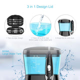 TUREWELL Water Flossing Oral Irrigator, 600ML Dental Water Teeth Cleaner 10 Adjustable Pressure, Electric Oral Flosser for Teeth/Braces, 8 Water Jet Tips for Family (Black)