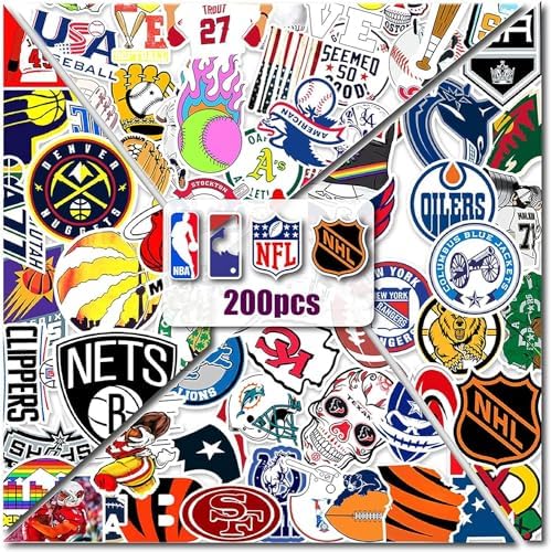 Sports Stickers for Teens 200 PCS Stickers Pack for Water Bottles Vinyl Sticker DIY Decoration for Kids Teens Adults Party Favor (Style A)