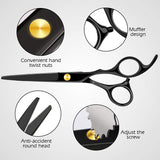 Professional Home Hair Cutting Kit - Quality Home Haircutting Scissors Barber/Salon/Home Thinning Shears Kit with Comb and Case for Men and Women (Black #2)