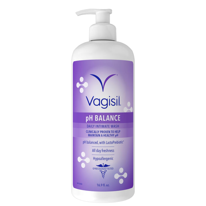 Vagisil Feminine Wash for Intimate Area Hygiene, pH Balance, Gynecologist Tested, Hypoallergenic, 16.9 oz with Pump