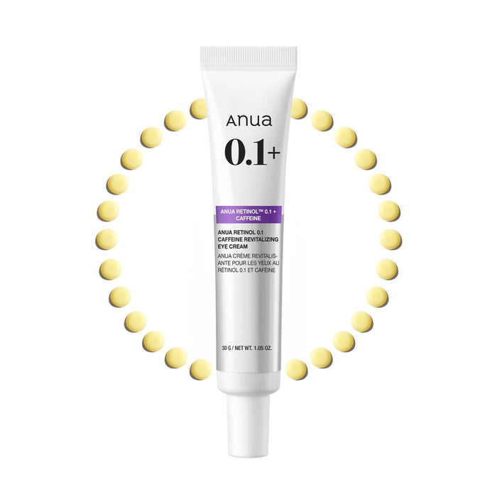 Anua Retinol 0.1 Caffeine Revitalizing Eye Cream, Lightweight Formula for Dark Circles & Puffiness, Hydrating for Sensitive Skin, Korean Skincare,1.05 fl oz