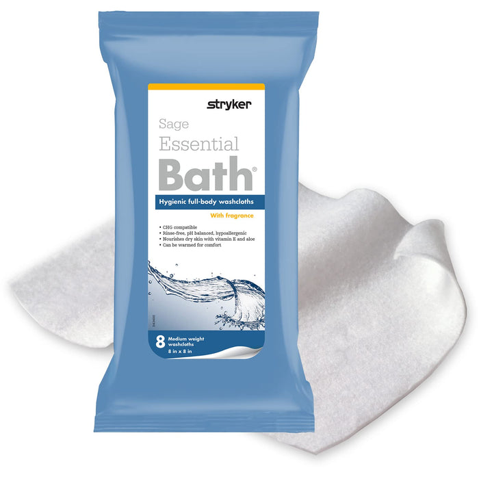 Essential Bath Cleansing Washcloths (60 Packs, 480 Cloths) No Rinse Bathing Wipes, Ultra Thick, Hypoallergenic