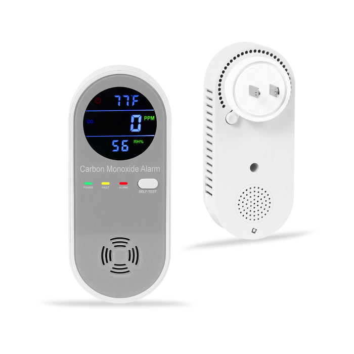 Plug in Carbon Monoxide Detector, Carbon Monoxide Alarm, 3-in-1 Real-time Digital Display CO Level, Fahrenheit(°F) & Humidity, Co Detector Monitor for Home,RV,Apartment