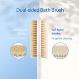 Back Scrubber Body Shower Brush: Anti Slip Long Handle Bath Brush with Stiff and Soft Bristles - Showering Exfoliator for Women, Men, Elderly (Blue)