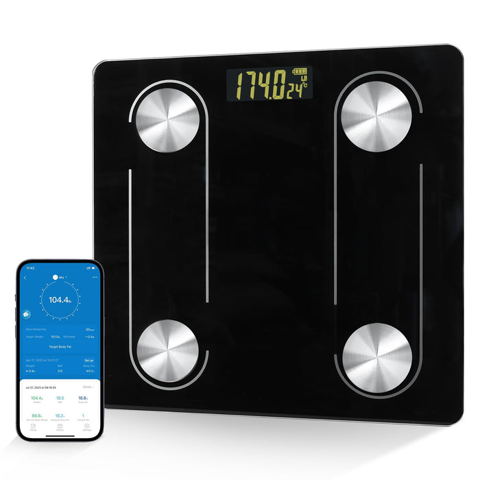 YPENSLZX Digital Simple Scale with Led Display Practical Body Fat Scale, Bathroom Scale with Smartphone App(Black)