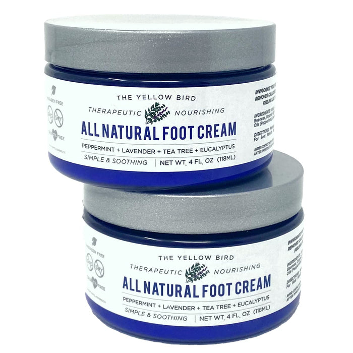 Yellow Bird Foot Cream 2 Pack Bundle - Natural Dry & Itchy Feet Repair Balm. Foot Moisturizer with Organic Ingredients and Essential Oils