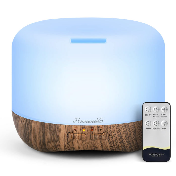 Aromatherapy Essential Oil Diffuser for Room: 500ml Oil Diffuser Colorful Aroma Air Humidifier with Adjustable Cool Mist Mode, Waterless Auto Off Ultrasonic Diffusers for Large Room Home Office(Brown)