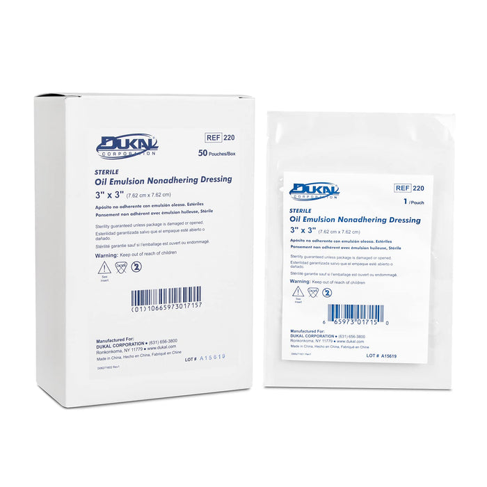 Dukal Oil Emulsion Dressing, 3" Width x 3" Length, Pack of 50