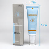 VGO Clear Face Sunscreen SPF 50, Hydrating Sun Essence Face Sunscreen Leaves No Sticky Feeling Travel Size Sunscreen Against UVA and UVB Rays 50ml / 1.7oz