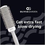 OLIVIA GARDEN Expert Blowout Speed – White & Grey - 45 - Ceramic Coated Round Brush with Extra Long Barrel for 25% Faster Blowouts