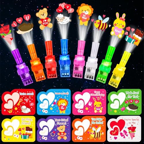 Garma Valentines Gift Cards for Kids with LED Light Up Finger Lights Party Favors, 24Pcs Glow in The Dark Toys, Goodie Bag Fillers Exchange Stuffers Treats Party Favors Classroom Gifts