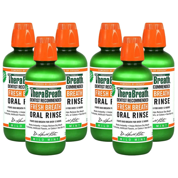 TheraBreath Dentist Recommended Fresh Breath Oral Rinse - Mild Mint Flavor PlfYBc, 16 Ounce (Pack of 6)