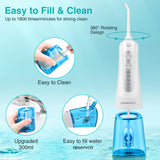 Cordless Water Dental Flosser Teeth Cleaner, INSMART Professional 300ML Tank DIY Mode USB Rechargeable Dental Oral Irrigator for Home and Travel, IPX7 Waterproof 4 Modes Irrigate for Oral Care