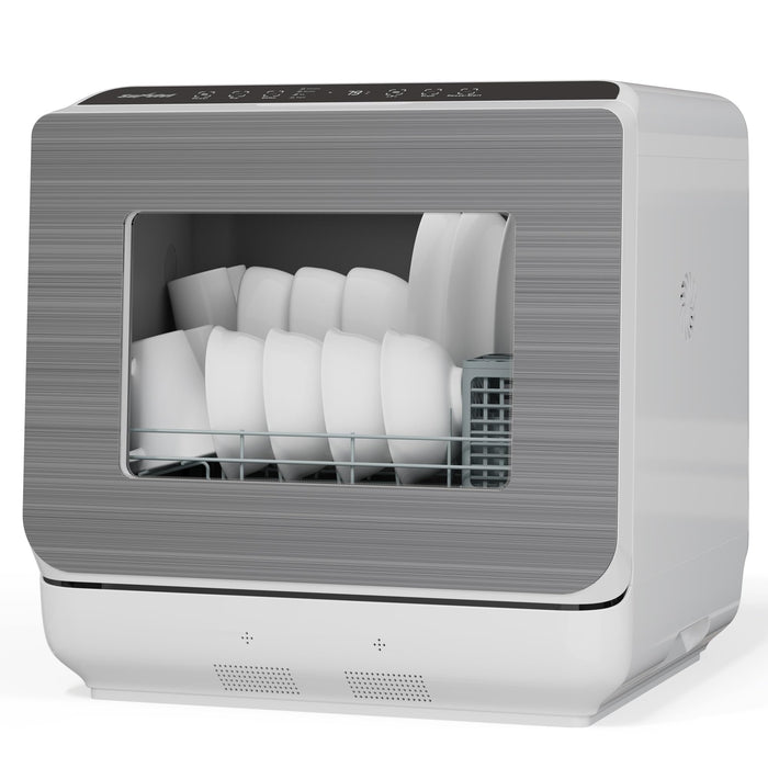 Sunvivi Portable Dishwasher with 152OZ Water Tank, 18" Countertop Dishwasher Machine fits up to 12" plates, Energy Star, 6 Preset Mode, 12H Delay Start, Small Dish Washer for Dorm RV&Apartment, White