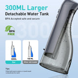 COSLUS Water Dental Flosser Teeth Pick: Portable Cordless Oral Irrigator 300ML Rechargeable Travel Irrigation Cleaner IPX7 Waterproof Electric Flossing Machine for Teeth Cleaning F5020E Grey