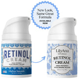 LilyAna Naturals Retinol Face Cream - Anti Aging Moisturizer, Wrinkle Reducer, Made in USA - 1oz