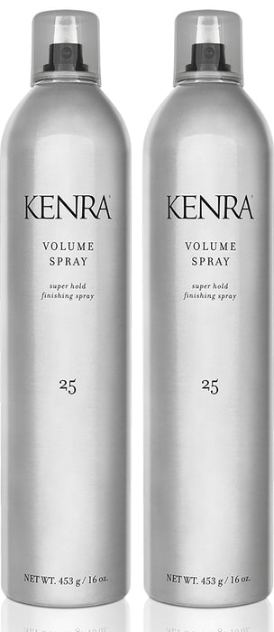 Kenra Volume Spray 25 80% | Super Hold Finishing & Styling Hairspray | Flake-free & Fast-drying | Wind & Humidity Resistance | All Hair Types | 16 oz (2-Pack)