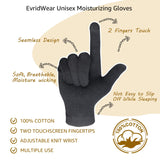 Evridwear Men Moisturizing Cotton Gloves with Touchscreen Fingertips for Eczema Beauty Cosmetic Dry Hands Sensitive Irritated Skin Therapy Overnight Bedtime, 6 Pairs, Lightweight-Black, L/XL