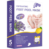 FUNNIR Foot Peel Mask (5 Pack) Exfoliant for Peeling Off Calluses, Natural Exfoliator for Dry Dead Skin, Callus, Repair Rough Heels Soft Smooth Touch (5 Pairs)