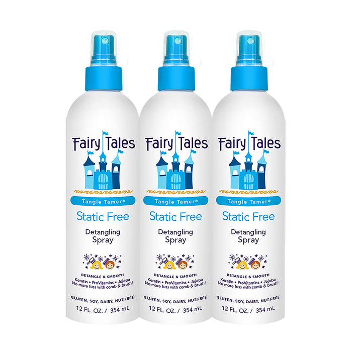Fairy Tales Tangle Tamer Static Free Detangling Spray - Detangler Spray for Kids - Paraben Free, Sulfate Free, Gluten Free, Nut Free - 12 oz (3 Pack)