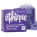 Ethique Tone It Down - Brightening Solid Sulfate Free Purple Shampoo Bar for Blonde and Silver Hair - Vegan, Eco-Friendly, Plastic-Free, Cruelty-Free,3.88 oz (Pack of 1)