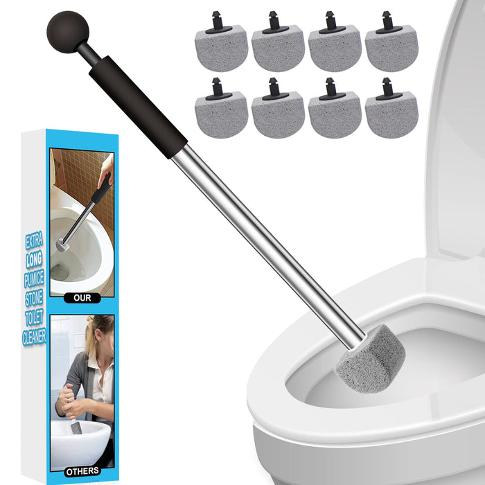 YINGMORE Pumice Stone Toilet Bowl Cleaner Toilet Deep Cleaning,Bathroom Cleaner Brush Toilet Wand Refills with Long Handle for Remove Hard Water Stains with 1 Wand+ 8 Pumice Stones