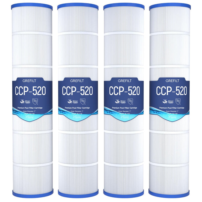 Grefilt 4-Pack CCP520 Pool Filter Cartridges, Compatible with Pentair Clean & Clear Plus 520, Replaces Pentair R173578, Pleatco PCC130, 520 sq.ft